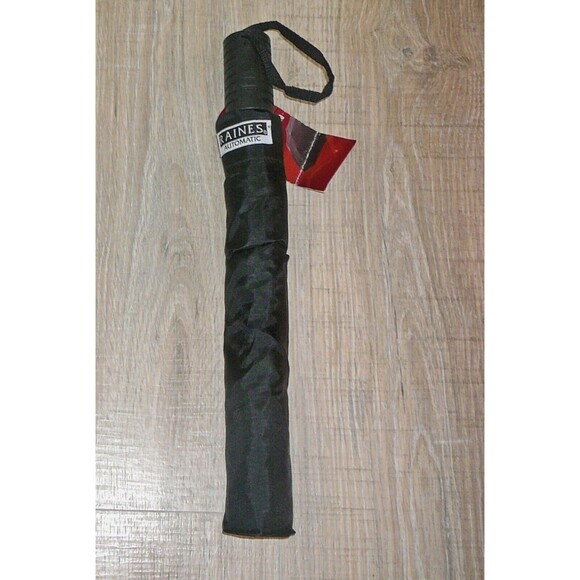 2 Raines Totes Isotoner Automatic Open Umbrella Long Black - Picture 2 of 3